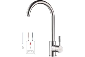 Lonheo Niederdruck Wasserhahn Küche Armatur, Niederdruck Küchenarmatur Edelstahl Mischbatterie Küche Spültischarmatur mit 3 Anschlüssen für Boiler oder Untertischgeräte