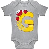 Anfangsbuchstaben Baby - G Schifffahrt - 12-18 Monate - Grau meliert - BZ10 - Baby Body Kurzarm Jungen Mädchen