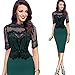 Produktbild Cocktailkleid,DOLDOA Frauen O-Ausschnitt Spitze Spleißen Kurzarm Knielang Kleid Bleistiftkleid (EU:40, Grün,O-Ausschnitt Spitze Spleißen Bleistiftkleid)
