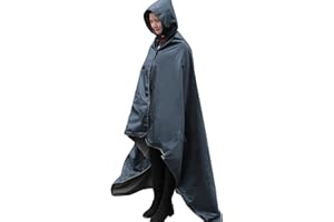 FANCYWING Hooded Stadium Blanket, Waterproof & Windproof Camping Blanket, Large Warm Fleece Outdoor Mat for Picnic, Sports, Beach, Concerts, Car, Dogs, Travel, Indoor Portable (79x56 Inches) Navy Blue