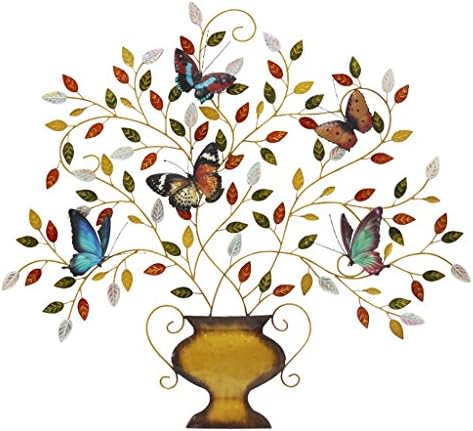 YVAU Wall hangings Iron Wall Mural Three-dimensional Wall Porch Creative Fortune Tree Pendant Ornaments European Home Accessories