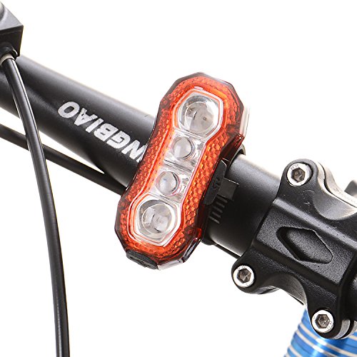 ZITFRI LED Rücklicht Fahrrad Rückleuchte LED Fahrradlicht Warnleuchte Frontleuchte Für Helm, Fahrrad, usw., USB Aufladbare Fahrradbeleuchtung Mit 5 Lichtmodi und Verstellbarem Gummihalter Super Hell 120 Lumen (Rot) - 6