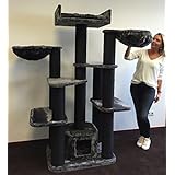Kratzbaum für große Katzen XXL Maine Coon Fantasy Blackline Dunkel Grau. 65KG und 15cmØ Kratzstämme Katzenkratzbaum Speziell für große und schwere Katzen. Von RHRQuality