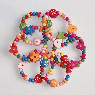 HaSaH Lot de 8 bracelets en bois colorés pour fille