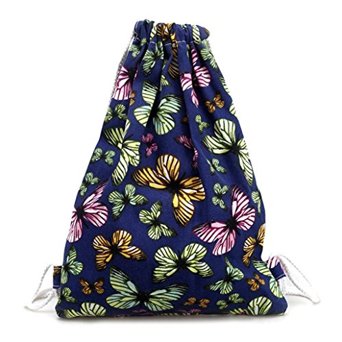 Preisvergleich Produktbild Xinan Frauen Schmetterling Canvas Rucksack (Dunkelblau)