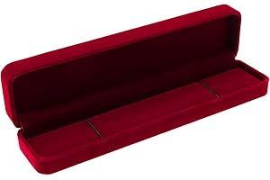 EMSea Pudełko ekspozycyjne na naszyjnik prostokąt aksamitny naszyjnik pudełko na biżuterię organizer pudełko dekoracyjne akcesoria dla kobiet pani dziewcząt ślub czerwony