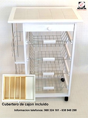 Mueble Gestion à légumes Corbeille à Fruits Porto 5 Blanc