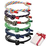 Embalaje caja de regalo Pulseras Trenzadas náuticas Trenzadas de 6 Piezas Pulseras Trenzadas para Hombres Pulsera Hecha a Mano con cordón de Cuerda Pulsera Hecha a Mano de Color Azul con Cuerda Ajustable