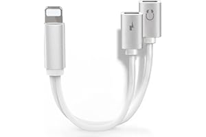 CARPHONE WAREHOUSE Adaptateur Casque iPhone 12 [Certifié Apple MFi] 4 en 1 Double Lightning Prise Adaptateur iPhone Casque Dongle Aux Audio and Charge Séparateur Compatible avec iPhone 14/14 Pro/13/11/XS/XR/X/8P/8/7