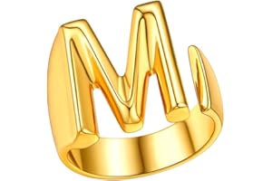 FindChic Anelli con Lettera A-Z Placcato Oro Ridimensionabile Anello Aperto per Uomo Donna Anello Iniziale