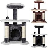 dibea KB00141, Kratzbaum - Kletterbaum für Katzen (Höhe 65 cm), grau/weiß
