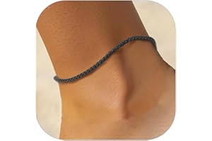 Richsteel Pulseras para Tobillo para Mujeres Hombres, Tobilleras de Cadenas Cubanas/Italianas/Espigas 21cm/23cm Largo +5cm Extensión, Joyero Incluido