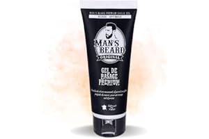 MAN'S BEARD PAR COIFFURE FRANCE TOULOUSE Man's Beard - 100% Fabrication Française - Gel de Rasage - Barbe De Précision Transparent à l'Aloe Vera Peaux Sensibles - Contenance : 75 ml en Tube - Ingrédients d'origine naturelle