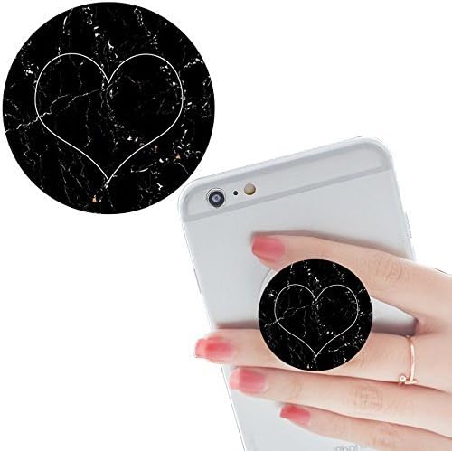 Pop Multi-function Pop cellular phone bracket Socket Expanding Stand and Grip for Smart-phones and Tablets Bracket Mount Holder Collapsible-White black marble Love heart
