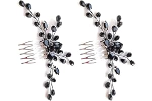 2 pezzi nero a goccia piccolo pettine per capelli da donna con strass pezzo di capelli da sposa per il suo copricapo da festa