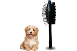 IB KOOT Wooden Dog Brushes for Grooming Double Sided Pet Hair Grooming Brush Professional Dog and Cat Brush for Shedding Ideal for Small and Long Haired Dogs (Black)