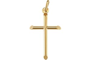 Alexander Castle Plain Solid 9ct Gold Cross Necklace Pendant for Women - Cross Charm with Jewellery Gift Box - PENDANT ONLY - 30mm x 18mm