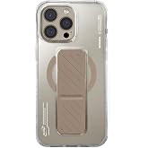 iPhone 16 Pro Max i&ccedil;in Magsafe İle Uyumlu Kılıf Şarj &Ouml;zellikli Teknoloji Desenli Standlı Skinarma Axon Gold