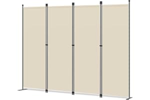 Angel Living 4 Panels Protective Screens Room Divider Screen Panel Folding Room Partition Wall Furniture Outdoor Screens for Patio Privacy Beige 225x165cm