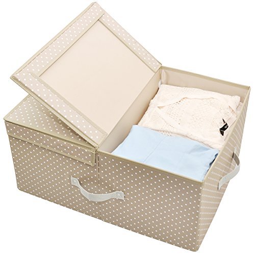 iwill CREATE PRO Contenedor Plegable para Guardar Ropa, Tamaño Jumbo, Funda extraíble, Cesto de Almacenamiento en el Armario con Tapa (54 x 42 x 26 cm), Beige