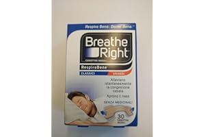 Breathe Right Cerottini Nasali Classici Grandi - Strisce elastiche per apertura narici - Allevia Congestione Nasale da Raffreddore, Allergie, Russamento - Senza Medicinali - Confezione da 30 pezzi