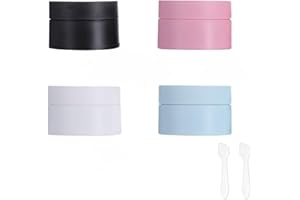MORICOH 4 Pots Cosmétiques Ronds 30ml, Contenants de Voyage Vides pour Crème, Baume à Lèvres et Échantillons (Noir, Blanc, Rose, Bleu)