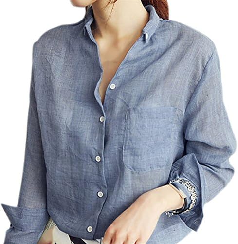 Brawdress Tops Women, Long Sleeve Shirt Thin Cotton Linen Casual Blouses