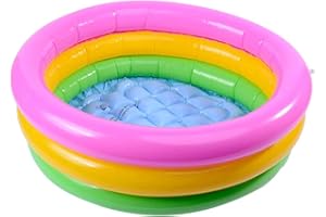 TNFEEON Three Ring Rainbow Foldable Inflatable Swimming Tub Toy Round Pool Baby Waterproof Play House Sand Table Fishing Toy Toddlers Shower Bathtub for Children Kids[60CM]