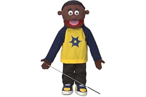 SILLY PUPPETS Jordan, Black Boy, Full Body, Ventriloquist Style Puppet, 65cm