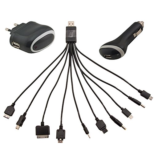 HFTEKÂ® 12 in 1 Cavo di Caricabatteria Universale USB per telefoni cellulari Smartphone Tablet PC iPhone 3 4 4S iPad 1 2 3 4 LG, Motorola, Nokia, Samsung, Siemens, Sony Ericsson, PDA, MP3 Player