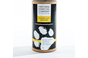 The Natural Charcoal Company Canine Gut Health - Organic Granulated Charcoal Powder Supplement for Dogs - Reduce Bad Breath, Supports Digestion, Gas Relief - 200g
