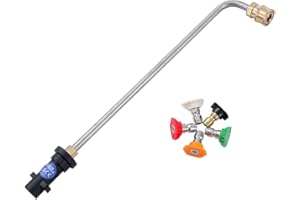 Aim Tools Pressure Washer Lance, 90 Degree Angled Spray Extension Wand Under Chassis Wash Lance Compatible with Karcher K2 K3 K4 K5 K6 K7, 5 Nozzle Tips, Gutter Rod Cleaner Kit