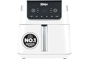 Ninja Air Fryer MAX PRO, 6.2L, sans huile, grand tiroir, rôtir, cuire, frire, familial, numérique, panier et plaque de cuisson compatibles lave-vaisselle, Blanc AF180EUWH