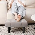 WUDENSEE Footstool Rectangle,Velvet Soft Footrest with Wood Legs,Sofa Footrest Extra Seating for Living Room Small Step Stool for Living Room Couch Pets (Grey)