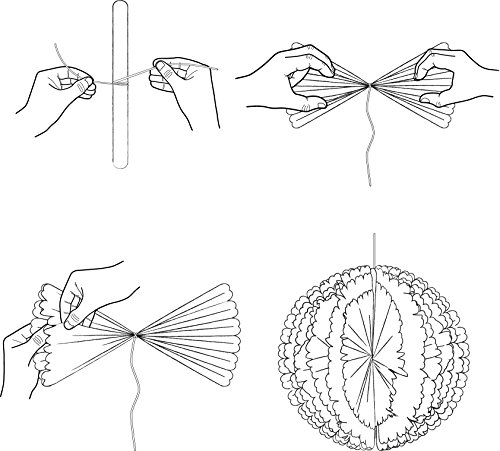 Amazy Seidenpapier Pom Poms (12er Set) – Wunderschöne Seiden Deko-Kugeln zum Aufhängen (Orange) - 3