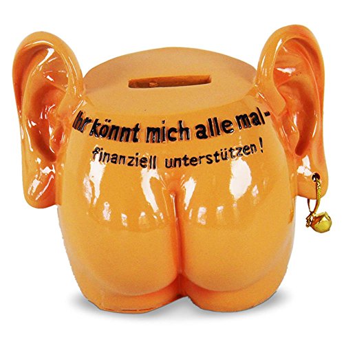 HC-Handel 914698 Spardose Arsch mit Ohren mit Schloss Scherzartikel 12 cm - 3
