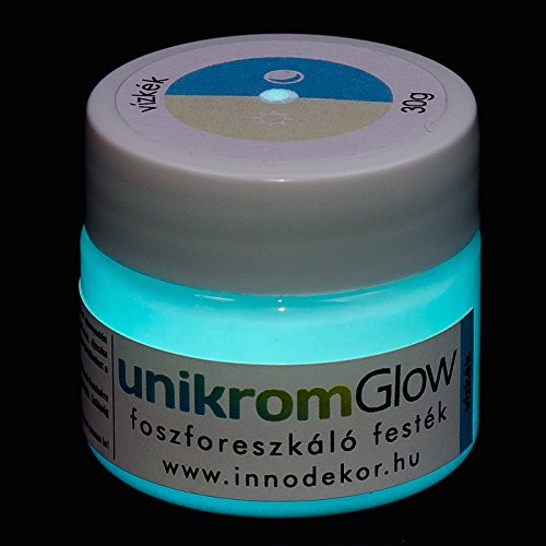 Pintura acrílica, base de agua, brilla en la oscuridad, Water Blue, 30g