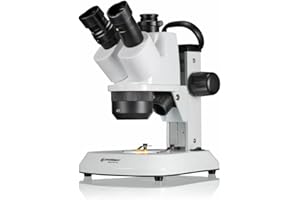 Bresser Microscopio estereoscópico trinocular Analyth STR Trino 10x - 40x con luz LED Regulable separada y asa de Transporte para Uso móvil