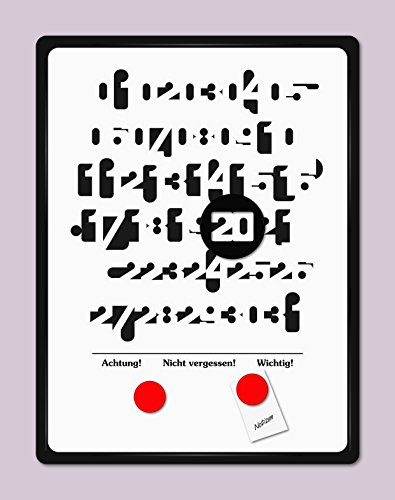 Kalender-Grafik weiß im Design-Rahmen schwarz, Dauerkalender