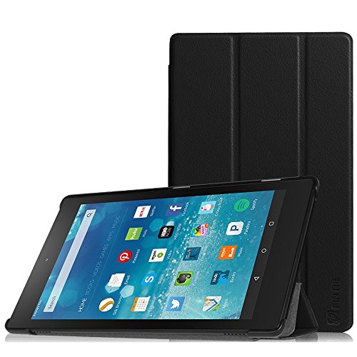 Fintie Fire HD 8 2015 Hülle - Ultra Slim Lightweight Schutzhülle Tasche Smart Shell Case mit Standfunktion und Auto Sleep / Wake Funktion für Amazon Fire HD 8.0 Zoll (5. Generation - 2015) Tablet, Schwarz