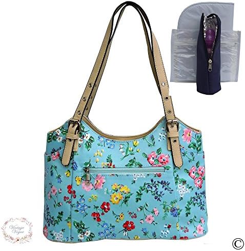 Vintage Vogue Classic Changing bag with Changing mat -Sky Blue Floral