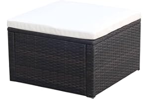 vidaXL Tabouret Repose-Pied Siège de Jardin Siège de Patio Terrasse Extérieur Arrière-Cour Résistant aux Intempéries Résine Tressée Marron