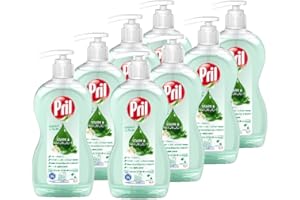 Pril Stark & Natürlich Apfelblüte & Aloe Vera Geschirrspülmittel (8 x 420 ml), Spülmittel sensitiv mit hoher Fettlösekraft, in nachfüllbarer Pumpflasche, Blauer Engel-zertifiziert