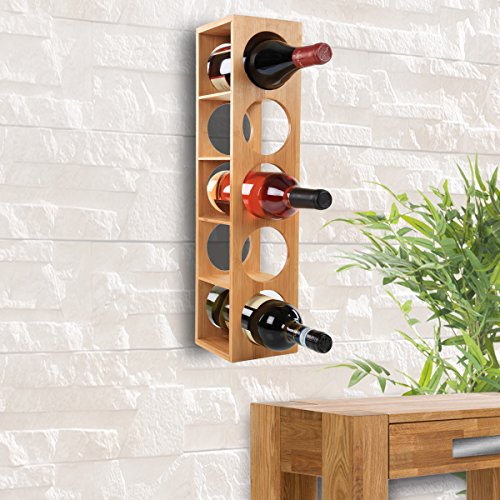 Torrex 31535 Weinregal aus edlem Bambusholz stapelbares Weinflaschenregal für 5 Flaschen Wein, liegend oder stehend, erweiterbar (2 Regale) - 8