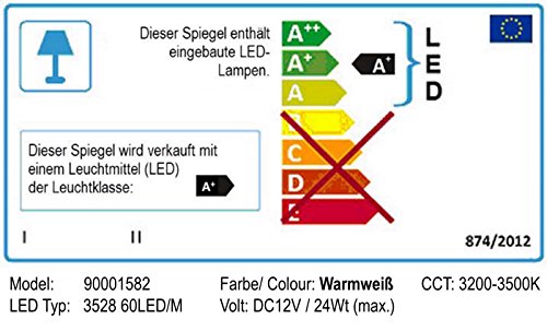 LED Badspiegel / Badezimmerspiegel / Leuchtspiegel / Lichtspiegel / Spiegel mit LED-Beleuchtung „James“ 80 x 60cm - 6