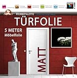 Türfolie Die Werbepalette (EUR 4,93/Quadratmeter) 5 Meter x 105 cm Türfolie MATT Deko Plotterfolie + weiß + Klebefolie