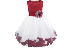 Freebily Vestito da Principessa Bambina Abiti da Damigella Ragazza Abito da Sera Lungo Vestito da Cerimonia Elegante Senza Maniche Gonna Lunga Tulle Festa di Compleanno