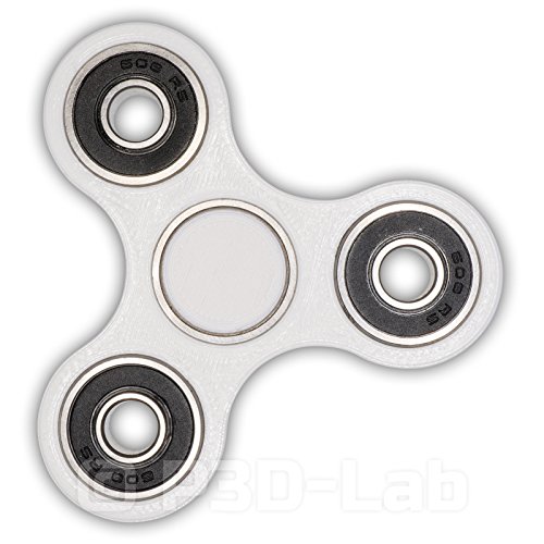 Hand Spinner Fidget White, ABEC 11 Center, Black Ext Bearings, White Caps, 3D Printed