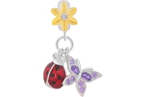 GOUWO Breloque en Argent 925 en Forme d'insecte et de Cœur Compatible Avec Les Bracelets et Colliers Pandora Pour Femme Mère Fille Anniversaire Halloween Fête Des Mères Saint-Valentin