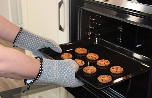 Grillhandschuhe aus Silikon und Baumwolle | Ofenhandschuhe grau | Unisex Topfhandschuhe | Backzubehör und Grillzubehör - 5